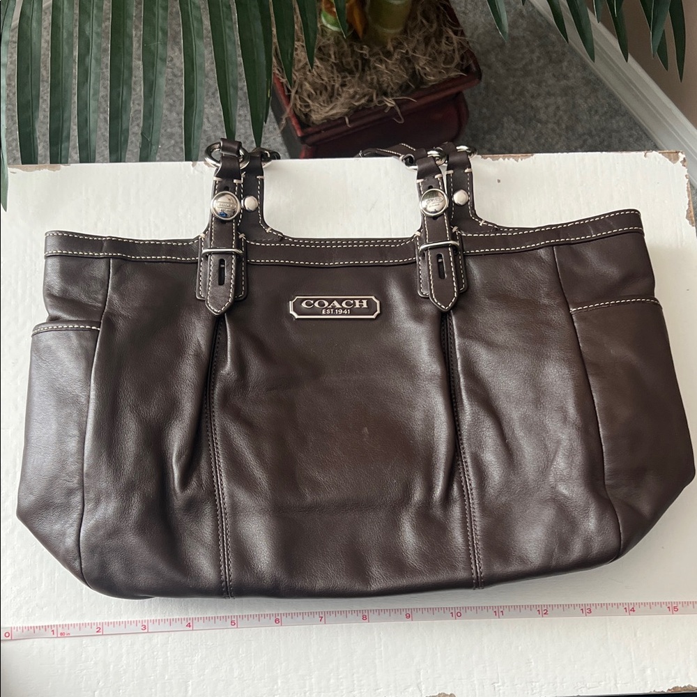 Coach Dark Brown Leather Shoulder Bag - Picture 12 of 13